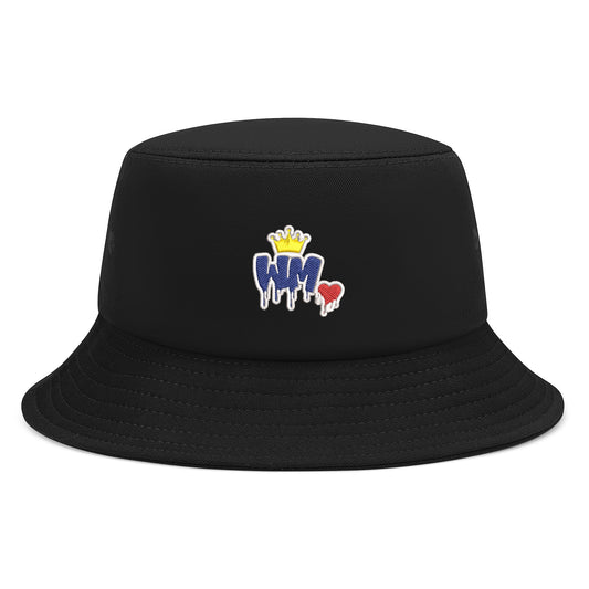 William Michaels White Logo Embroidered Bucket Hat