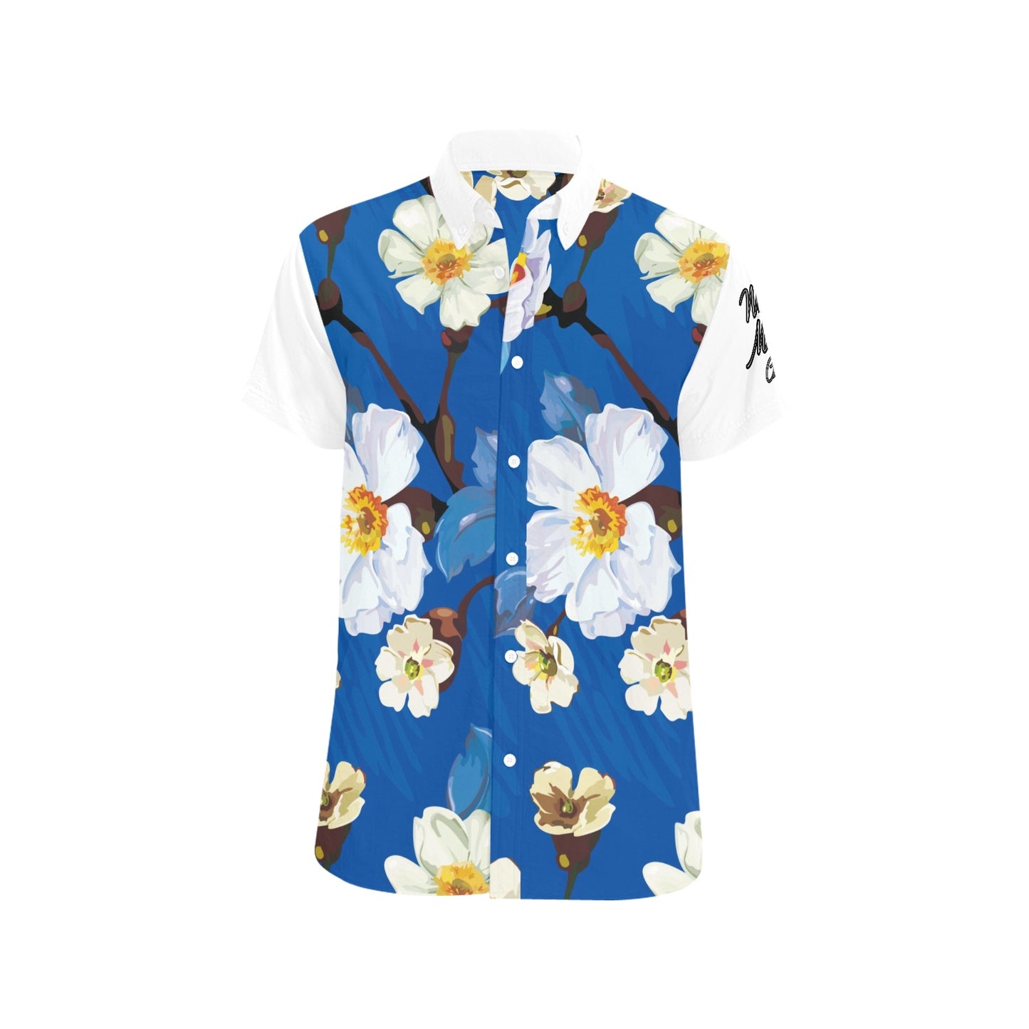 William Michael's Mens Pansies Short Sleeve Button Down