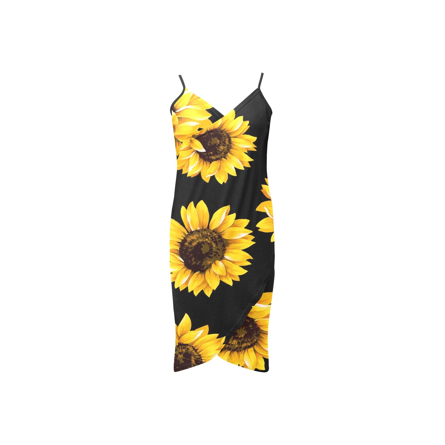 William Michael's Kansas Sunflower Wrap Around Spaghetti Strap Dress