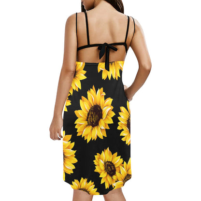 William Michael's Kansas Sunflower Wrap Around Spaghetti Strap Dress