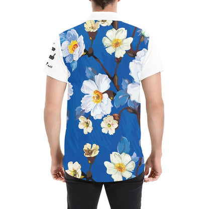 William Michael's Mens Pansies Short Sleeve Button Down